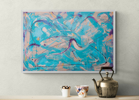 Slipstream - in room - Fatima-Mian-BAME Artist-artist-abstract painting-original artwork - gallery art - london artist - original painting - buy art - art for sale - affordable art - 2