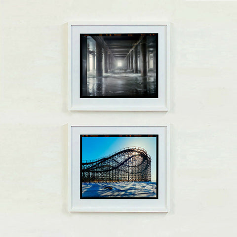 Steel Pier Beached Roller Coaster 445 White Frame Pair