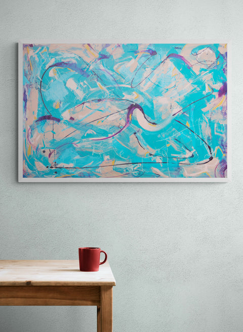 Slipstream - in room - Fatima-Mian-BAME Artist-artist-abstract painting-original artwork - gallery art - london artist - original painting - buy art - art for sale - affordable art - 3