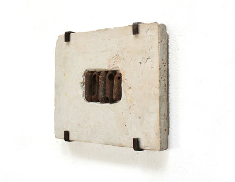 Not a compromise but something new, foreshore canisters inside plaster, metal mount, 29 x 25cm (1) 2
