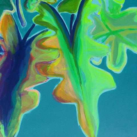 Turquoise And Emerald Alocasia Study