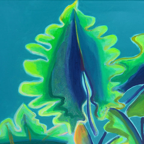 Turquoise And Emerald Alocasia Study