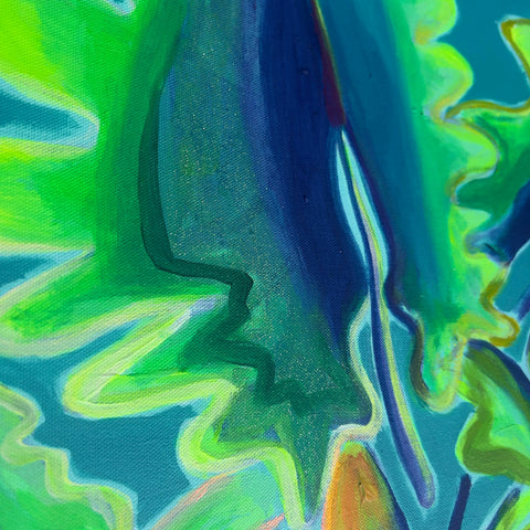 Turquoise And Emerald Alocasia Study