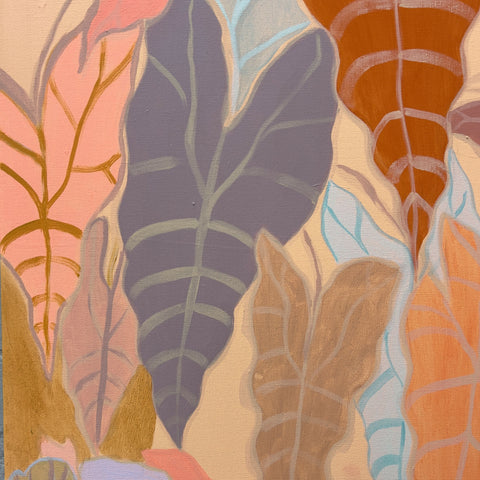 Burnt Coal Alocasia & Begonia Diptych