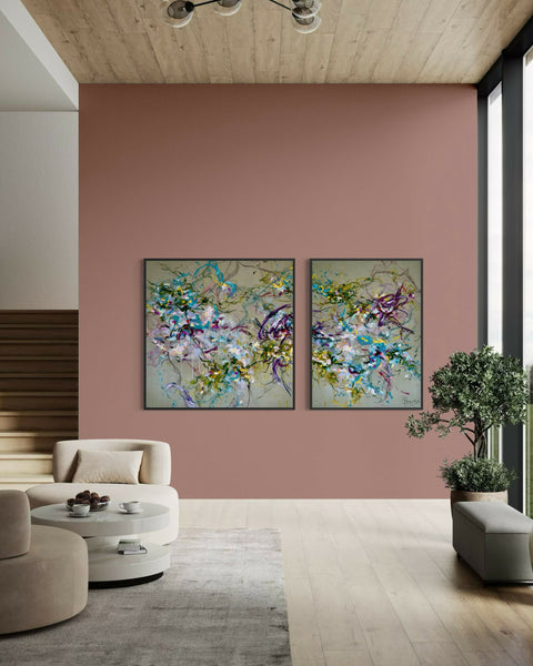 'She Dances In The Wind' - a modern abstract diptych