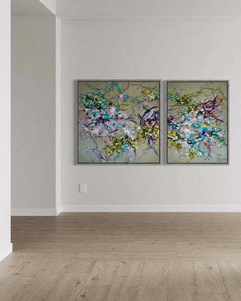 'She Dances In The Wind' - a modern abstract diptych