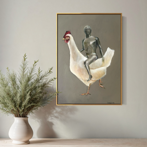 Ode to Elisabeth Frink - Man Riding Chicken