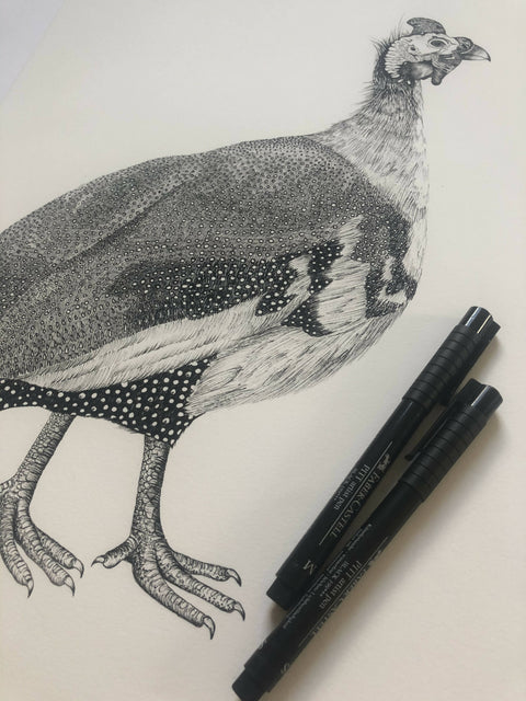 Guinea Fowl Giclée Print - Portrait