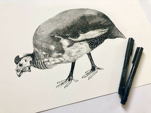 Guinea Fowl Giclée Print - Landscape